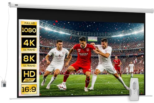 HOMCOM Beamer Leinwand 221 x 125 cm 100 Zoll 16:9 HD 4K Motor Leinwand | Elektrische Projektionsleinwand, mit Fernbedienung, für Heimkino oder Büro-Präsentationen