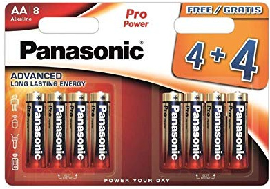 Panasonic Pro Power AA Alkaline 1.5V Batteries, Pack of 4+4 Free