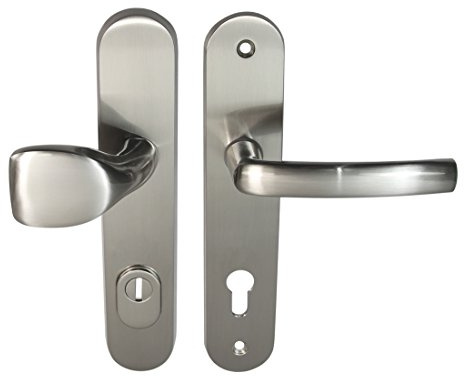 Haustür Schutzbeschlag Security 305 Nickelmatt HS-92 mm mit ZA Türdrücker