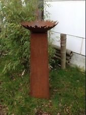 Zen Man Edelrost,Gartendeko Pflanzschale Ständer, Kerz-,Feuerschale mit Konus H100cm