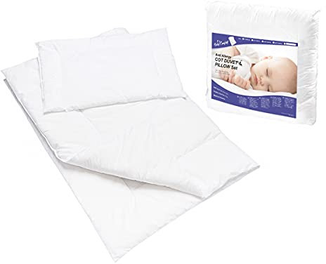Anti Allergie Bettbezug und Kissen Set 120 x 90 cm für Kinderbett Weiß
