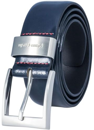 Pierre Cardin Gürtel Herren Vollledergürtel aus Rindleder, 40 mm breit, Gürtel, Ledergürtel, Klassik-Gürtel mit Metallschlaufe, blau, Größe/Size:90, Farbe/Color:blau