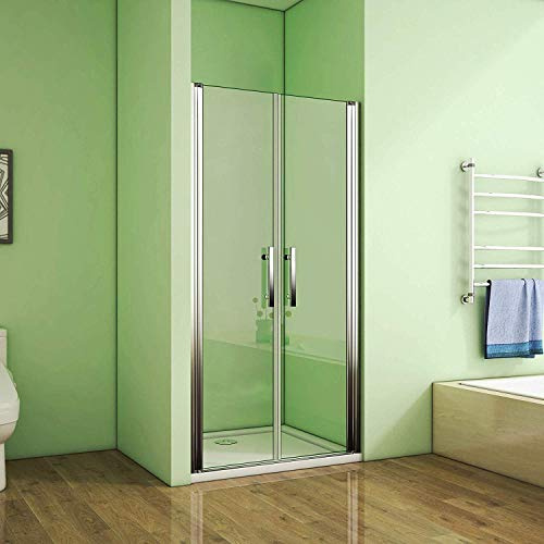 Nischentür 90x195cm Duschabtrennung Duschtür Rahmenlos Duschwand 6mm NANO-Beschichtung Glas