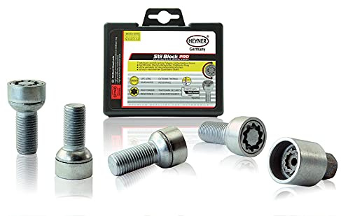 For VW Scirocco Models Heyner Germany Stil Block PRO Locking Wheel Nuts M14x1.5 Set 4 Locks Thatcham Quality Assured Bolts 085/5