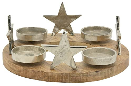 Exner Adentskranz Puri Holz Alu 4 Kerzen Dekokranz Kerzenhalter Weihnachtsdeko