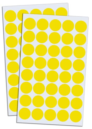 2000 Stück, 20mm Klebepunkte Gelb, Gelbe Punkte Aufkleber Sticker | Markierungspunkte Selbstklebend