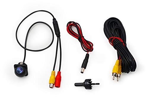 Hlyjoon Cámara de Respaldo reversa para automóvil PC7080 Chip Cable RCA 170 ° Vista Amplia IP68 Cámara de visión Nocturna a Prueba de Agua con Regla (Sistema N)