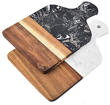 KUANDARMX Seguro Tabla De Cortar, Tabla De Cortar con Mango, Tabla De Cortar De Mármol Artificial, Tabla De Cortar Queso, Tabla De Cortar Presente, Black