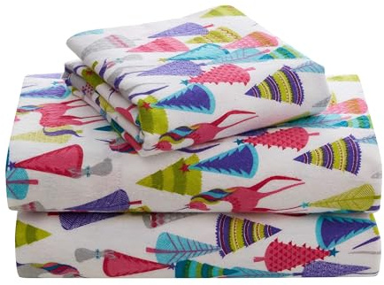 Morgan Home Highline Bedding Co. Flannel Sheet Set King Size- 100% Turkish Cotton, Double-Brushed, Ultra-Soft, Plush, Cozy 4-Piece Set (Unicorn Forest)