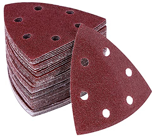 60 Stück 6 Löcher Dreieck Schleifpapier, Haken und Schlaufe Schleifpapier Schleifdreiecke Schleifblätter Schleifpapier Scheiben Sortiert 40/60/80/120/180/240 Körnungen zum Schleifen und Polieren