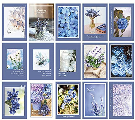 GIVBRO Weihnachts-Grußkarten, Vintage-Rosenblüte, Antik-Blumen-Postkarten-Set für Hochzeit, Wanddekoration, 15 Stück