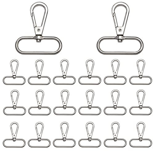 Jeesblsy Drehbarer Karabiner, Karabinerhaken Schlüsselanhänger,38mm 360 Grad Metall Trigger Snap Hooks mit D-Ringen für Taschen Gürtel DIY Nähen Handwerk Taschenzubehör (20 Stück)