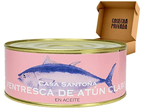 Ventresca de Atun Claro Premium del Cantábrico - Casa Santoña - Lata 1 kg - Lomos de Ventresca de Atún en Aceite de máxima calidad - 700 ml - 705g Neto - Seleccionado por Cosecha Privada