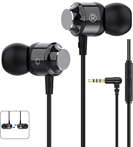 Earphones, Wired In-ear Headphones with Pure Sound and Powerful Bass, Lightweight Wired Earphones with Microphone and Volume Control, Corded Earbuds for Samsung, Android, Smartphones and 3.5mm Devices