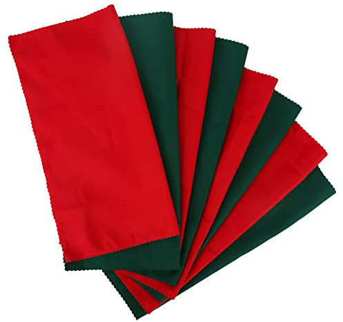Christmas Cloth Napkins 8 Pcs Red and Green Reusable Napkins Table Napkin for Dinner Christmas Dining Decoration for Home Party Hotel, 48cm