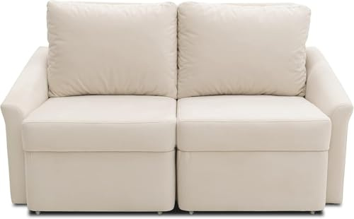 DOMO. collection Sofa Relax, Schlaffunktion, Creme | 2 Sitzer mit Schlaffunktion, komfortables Boxspring Schlafsofa mit klassischem Design, 168 x 96 x 86 cm (BxTxH)