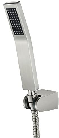 Soffione Doccia a Parete Doccino Ottone Doccino per Doccia Soffione per Doccia con Acciaio Inossidabile Tubo,Supporto Regolabile, ABS Base,Brushed nickel
