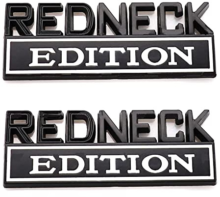 2 Stück Redneck Edition Emblem Auto LKW Ersatz für Universal Fahrzeug Auto LKW SUV (Schwarz Weiß)