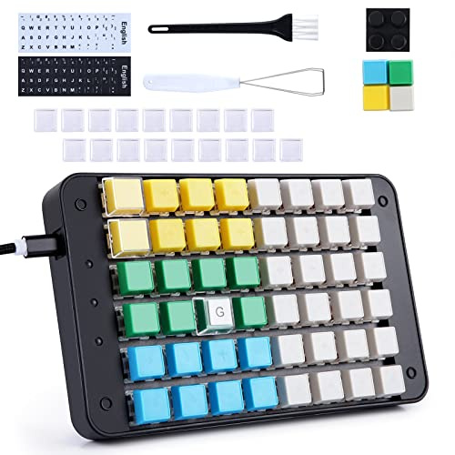 Koolertron One Handed Macro Mechanical Gaming Keyboard, Fully Programmable Mini Keypad, 48-Key Mini USB Macro Keyboard with Blank Keycaps, for Gamers/Cashier/Designers/Video Editors