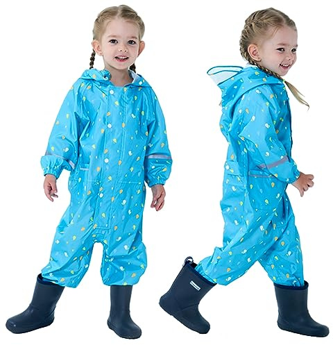Enfant Imperméable, Combinaison de Pluie Garçon Fille Imperméables pour Enfants Garçons Filles Poncho de Pluie Léger Vestes de Pluie Dessin Animé Mignon Réutilisable Vêtements de pluie