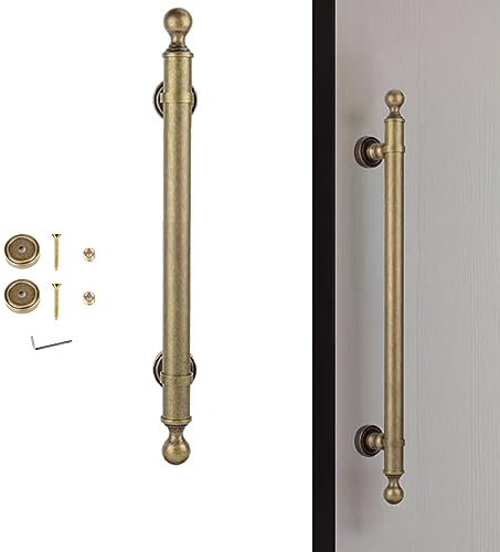Porta Maniglie Barra Maniglia Porta Fienile in Ottone con Accessori di Montaggio, Hardware per Porte in Stile retrò per Un Lato, Maniglione per Porta Scorrevole Interno Esterno (Color : Copper, Size