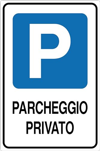 GLOBAL CARTELLO IN LAMIERA SCATOLATA RETTANGOLO 60X40 cm - PARCHEGGIO PRIVATO - SEGNALE CATARIFRAGENTE (Classe 1)