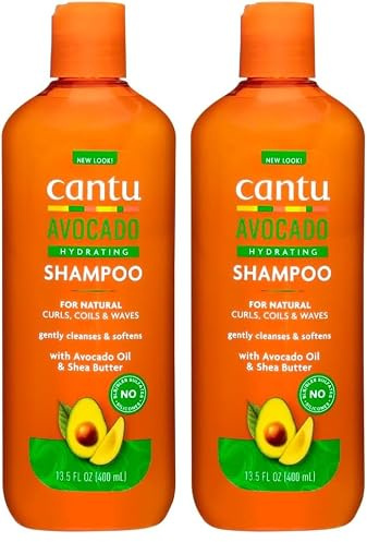 Cantu Avocado Hydrating Cream Shampoo 400 ml, (Verpackung kann variieren) (Packung mit 2)