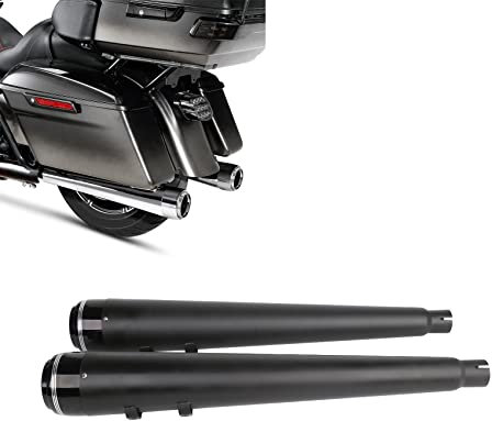 WRIDEX Zubehör Motorrad Für Harley Touring Electra Street Glide Road King 1995-2016 4 Megaphone Pipe Slip-On Schalldämpfer Auspuff (Color : Schwarz)