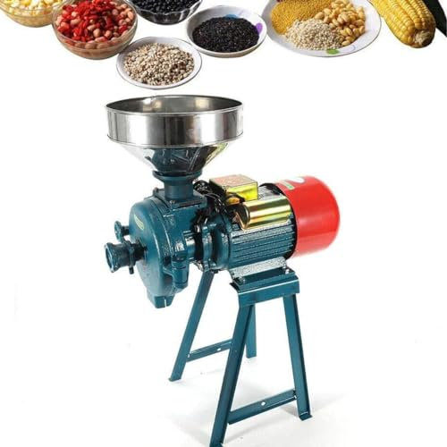 GYQSSD Electric Grain Mill Grinder, Commercial Spice Grinder Stainless Steel Pulverizer Wet Dry Cereals Grinder with Funnel, for Dry Spice Herbs/Nut/Coffee/Rice,A