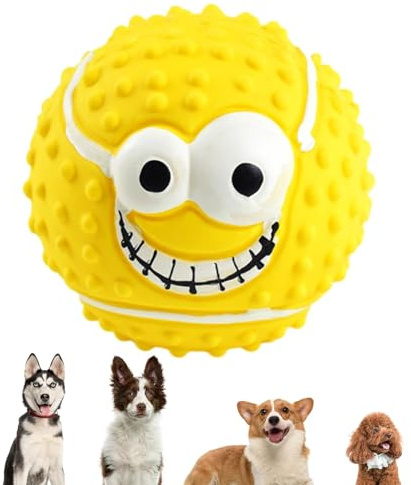 Hundespielzeug Ball Hundespielzeug mit Latex Quietscher Hundebälle mit Quietschen | Quietschende Bälle | Bälle mit quietschendem Gesicht, lustig, bissfest, hüpfend für Tagkatzen