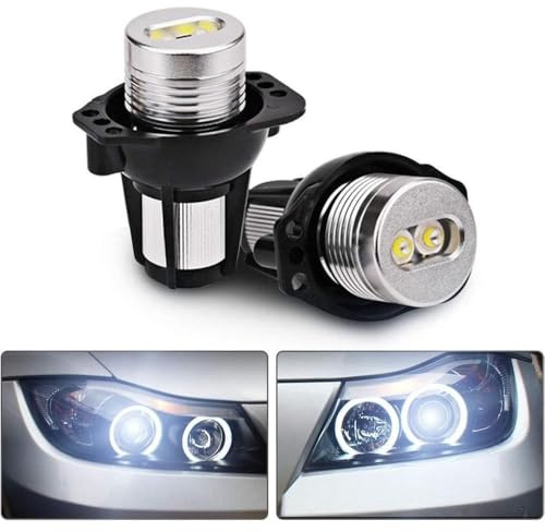 Riloer Angel Eyes Light Ampoules LED pour voiture Halo Ring Marker, phares Halo blancs au xénon 6000 K, 2 feux antibrouillard ronds Angel Eyes compatible avec BMW Série 3, 63117161444 63112179077