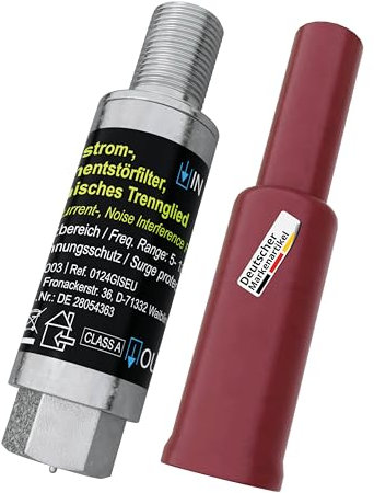 maxx.onLine Koaxialkabel Überspannungsschutz & Mantelstromfilter für Antennenverstärker Kabel TV/DVB-C/DVB-T2, Musikanlage, Blitzschutz, galvanische Trennung, Brummfilter Antennenkabel DOCSIS 4.0