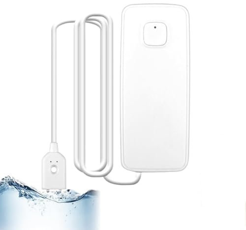 Wassermelder Wasseralarm,80dB Wasser Sensor Alarm Wasserwarner Flut Detektor,1m Sensorkabel, Wassermelder Wasseralarm, APP Fernüberwachung Durch, für Küche, Badezimmer, Keller