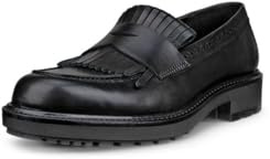 ECCO Women's Oslo Brogue Penny Loafer, Black, 11-11.5