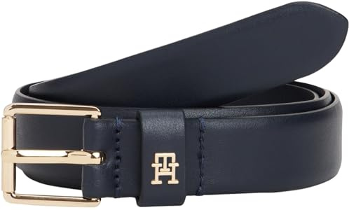Tommy Hilfiger Damen Gürtel Square 2,5 cm Go Ledergürtel, Blau (Space Blue), 85 cm