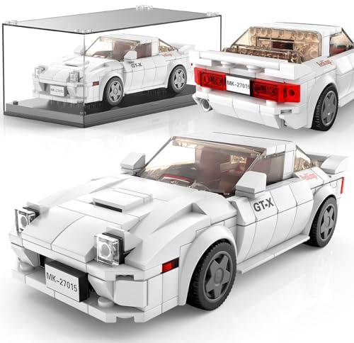 Mould King Speed Champion Auto Serie mit Acrylvitrine, Technische Bausteine 27015 Rennwagen Sportwagen Bauspielzeug, sammelbares Modellauto，Klemmbausteine Rennauto Bausätze für Kinder (369 Teile)