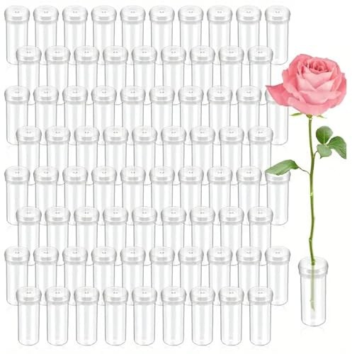 NONEOYNO 100 Stück Blumenröhrchen mit Silikondeckel, Reagenzgläser für Blumen, Wasserröhrchen für Floristik, Orchideen & Schnittblumen – Wiederverwendbar, Auslaufsicher & Transparent