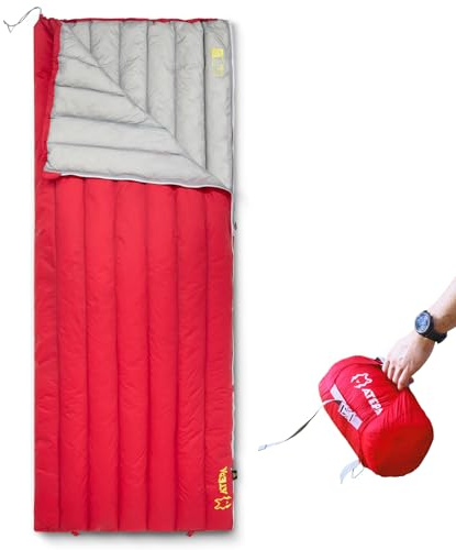 ATEPA Daunenschlafsack, 650FP, ultraleicht, 12,8 °C, 15,6 °C, 3 Jahreszeiten, warmes Wetter, 15D-Nylonhülle und kompakter, verstaubarer Schlafsack für Erwachsene, mit Kompressionssack, für Camping