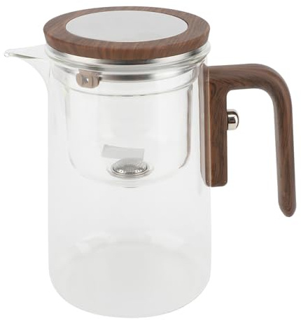 Steeper für Losen Blatt-Tee, 800ml Wasserabscheider Glas-Teekanne Mit Sieb Hölzerner Griff Magnetischer Schalter, Tee-Ei Kanne | Teekanne | Camping-Teekessel für Zuhause