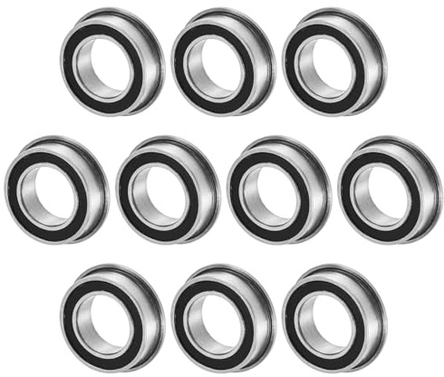 M METERXITY 10-Pack MF106-2RS Flanged Ball Bearing, 6 x 10 x 3mm Double Rubber Shielded Chrome Steel (GCr15) Flange Rip Bearings for Wheelbarrow/Printer/Fax Machines/Power Tools