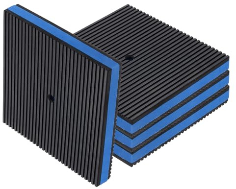 QUARKZMAN 4 patins anti-vibration 5,91 x 5,91 x 7/8 Noir/Bleu | pour machine à laver, patins d'amortissement des vibrations, tapis en caoutchouc rainuré avec centre en EVA