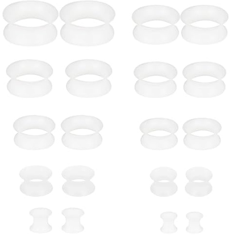 Uwiyo 20 Stück Silikon Flesh-Tunnel, Extra Weich und Flexibel Silikon Ohr Tunnel Plug Double Flared Ohr Expander Ohrplugs Piercing Schmuck für Männer Frauen, 4/5/6/8/10/12/14/16/18/20mm