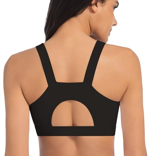 Betaven Sports Bras for Women with Sewn-in Pads, Medium-High Support Racerback Workout Tops, Athletic Running Crop Tank Top