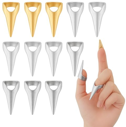LZPLJLWS Nagelringe Fingernagel-Krallen Set 20 Stück Gold Silber Größe Universal für Cosplay Frisuren Flechtfrisuren Haarstyling Damen Accessoires Halloween Schmuck Gothic Punk
