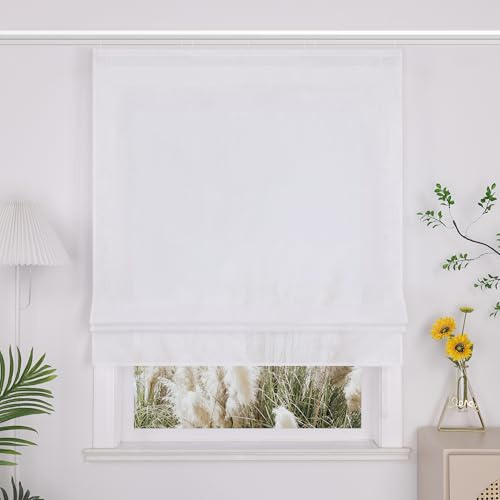 Yujiao Mao Store Romain Rideau Occultant Tamisant avec Rails, Rideau Moderne Anti-Lumière pour Salon, Cuisine, Chambre et Bureau Blanc LxH 80x140cm