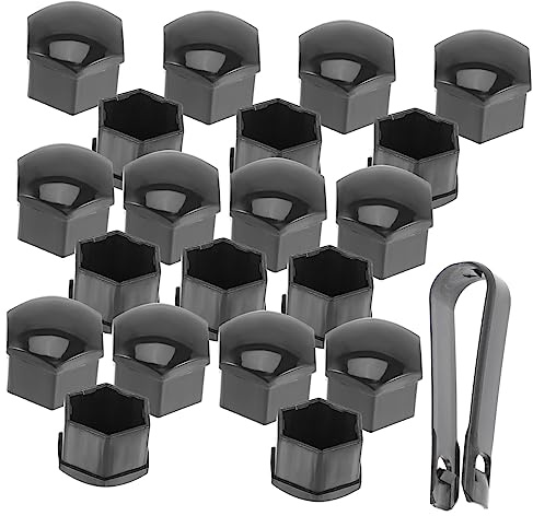 TOGEVAL 20 Piezas Cubiertas de Tuercas de Rueda Tapas de Protección para Tornillos de Llantas Accesorios de Automóvil Negro Resistente al Agua y Químicos para Decoración y Protección de