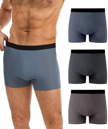 SUNCHIRI 3 Pack Incontinence Pants for Men, Washable Reusable Men's Absorbent Incontinence Boxer Briefs with Protective Pads, Leakproof Underwear for Bladder Control (3, Multicolor01-A, XL)