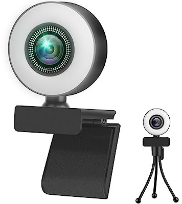 Webcam 1080P 2K 4K HD con Anillo de luz Relleno Laptop PC Computer Live Broadcast Camera Video Web Micrófono CAM(4K Auto Focus)