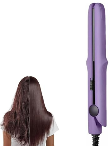2026 New & Upgraded Mini Dual Purpose Curling Iron, 2-in-1 Curling Wand & Flat Iron Hair Straightener for Women - Portable Travel Curling Iron for Short, Medium, Long and All Hair Types (Purple)
