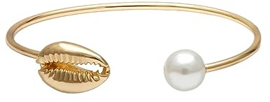 WBDWWTD Shell Bead Armband Modesmycken Golden Pearl Geometrisk Armband för kvinnor Fritidskläder